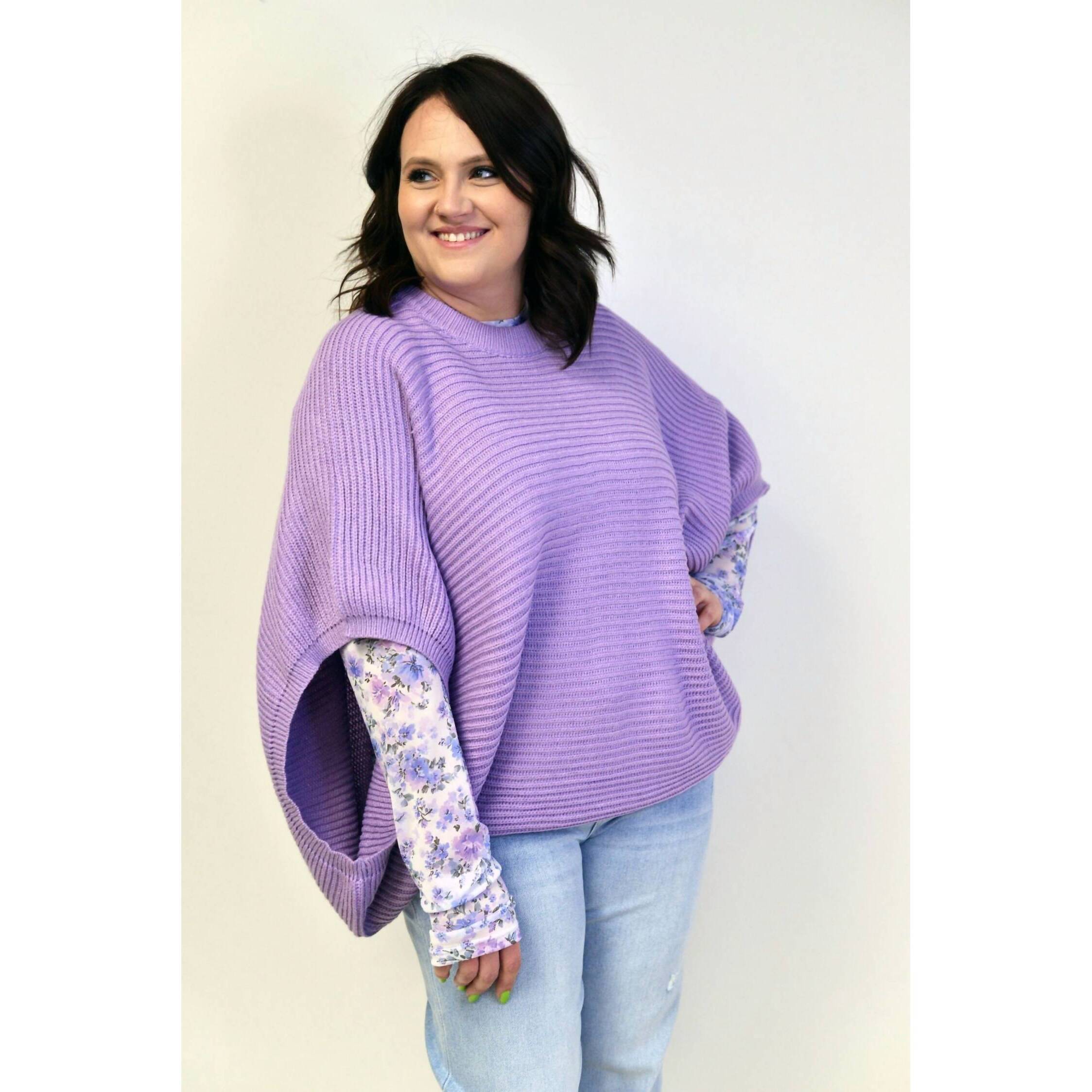 New Blakeley Spring Pullover Meg Poncho In Purple